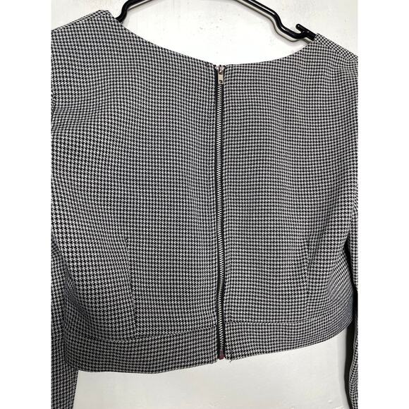 NEW WAYF Womens Houndstooth Cropped Long Sleeve Square Neck Size Small - Picture 5 of 6